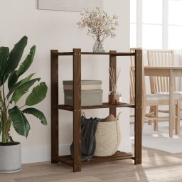 Gossi suport depozitare 3 niveluri, maro, 60x38x90 cm, lemn masiv pin