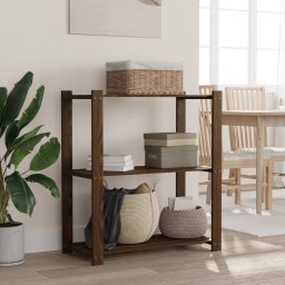Gossi suport depozitare 3 niveluri, maro, 80x38x90 cm, lemn masiv pin