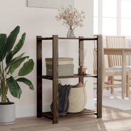 Gossi suport depozitare 3 niveluri, negru, 60x38x90cm, lemn masiv pin