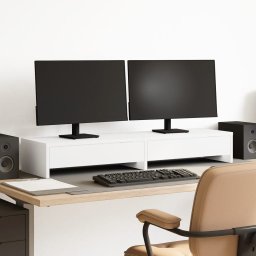 Gossi suport monitor cu sertare, alb, 100x27x15 cm, lemn prelucrat