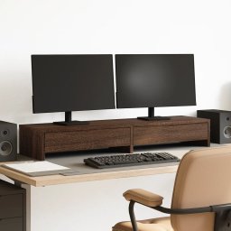 Gossi suport monitor cu sertare, stejar maro, 100x27x15 cm, lemn