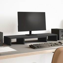 Gossi suport monitor reglabil, negru, 80x24x10,5 cm, lemn prelucrat