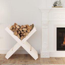 Gossi suport pentru busteni alb 47x39,5x48 cm lemn masiv de pin