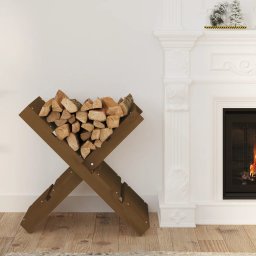 Gossi suport pentru busteni maro miere 47x39,5x48cm lemn masiv de pin