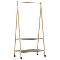 Gossi suport pentru haine cu rafturi si roti 96x45,5x155,5 cm bambus