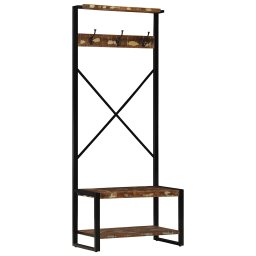 Gossi suport pentru haine multicolor 80x40x190cm lemn masiv recuperat