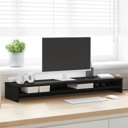 Gossi suport pentru monitor stejar negru 100x24x13 cm lemn prelucrat
