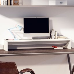 Gossi suport pentru monitor, alb, 100x27x15 cm, lemn masiv pin