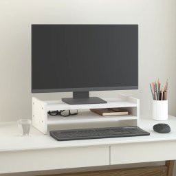 Gossi suport pentru monitor, alb, 50x27x15 cm, lemn masiv pin