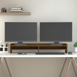 Gossi suport pentru monitor, maro miere, 100x24x16 cm, lemn masiv pin