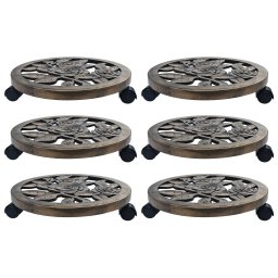 Gossi suporturi de plante cu role, 6 buc., bronz, 38 cm, plastic