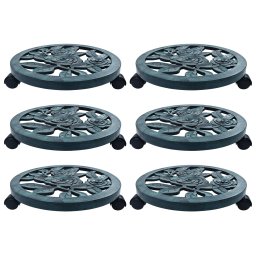 Gossi suporturi de plante cu role, 6 buc., verde, 38 cm, plastic