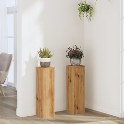 Gossi suporturi de plante, 2 buc., stejar artizanal, 17x17x60cm, lemn