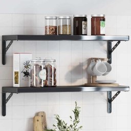 Gossi suporturi rafturi 4 buc. 23,5x2,5x15,5 cm negru otel inoxidabil
