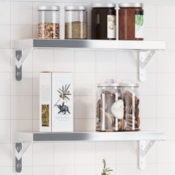 Gossi suporturi rafturi, 4 buc., 15x2,5x11,5 cm argintiu otel inox.