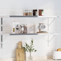 Gossi suporturi rafturi, 4 buc., 40x2,5x25 cm argintiu otel inox.