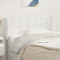 Gossi tablie de pat cu aripioare alb 93x23x78/88 cm piele ecologica