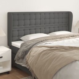 Gossi tablie de pat cu aripioare gri 163x23x118/128 cm piele eco