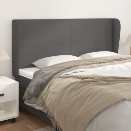 Gossi tablie de pat cu aripioare gri 163x23x118/128 cm piele eco