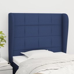 Gossi tablie de pat cu aripioare, albastru, 103x23x118/128 cm, textil