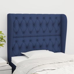 Gossi tablie de pat cu aripioare, albastru, 103x23x118/128 cm, textil