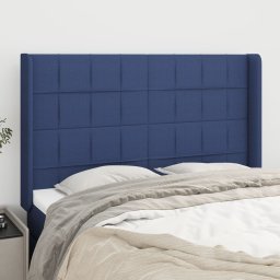 Gossi tablie de pat cu aripioare, albastru, 147x16x118/128 cm, textil