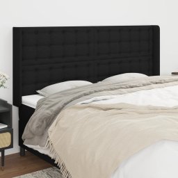 Gossi tablie de pat cu aripioare, negru, 203x16x118/128 cm, textil