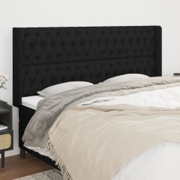 Gossi tablie de pat cu aripioare, negru, 203x16x118/128 cm, textil