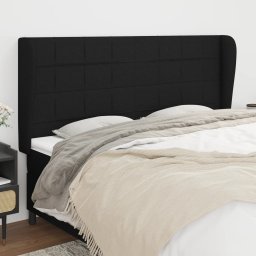 Gossi tablie de pat cu aripioare, negru, 203x23x118/128 cm, textil