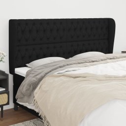 Gossi tablie de pat cu aripioare, negru, 203x23x118/128 cm, textil