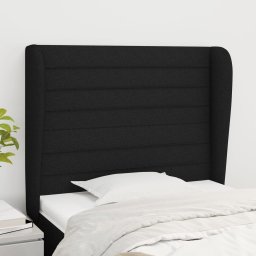 Gossi tablie de pat cu aripioare, negru, 83x23x118/128 cm, textil