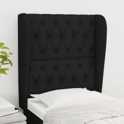 Gossi tablie de pat cu aripioare, negru, 83x23x118/128 cm, textil