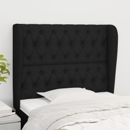 Gossi tablie de pat cu aripioare, negru, 93x23x118/128 cm, textil