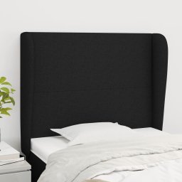 Gossi tablie de pat cu aripioare, negru, 93x23x118/128 cm, textil