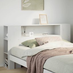 Gossi tablie de pat cu depozitare alb 140 cm lemn masiv de pin