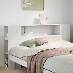 Gossi tablie de pat cu depozitare alb 150 cm lemn masiv de pin