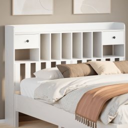 Gossi tablie de pat cu depozitare alb 150 cm lemn masiv de pin