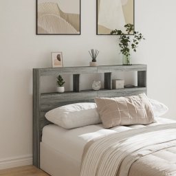 Gossi tablie de pat cu dulap si led, gri sonoma, 140x17x102 cm