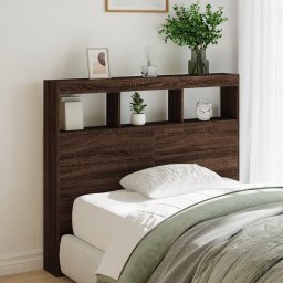 Gossi tablie de pat cu dulap si led, stejar maro, 120x17x102 cm