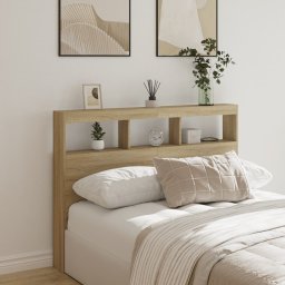 Gossi tablie de pat cu dulap si led, stejar sonoma, 140x17x102 cm