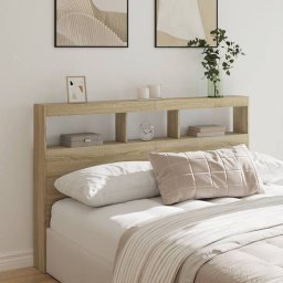 Gossi tablie de pat cu dulap si led, stejar sonoma, 160x17x102 cm