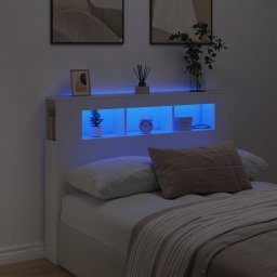 Gossi tablie de pat cu led, alb, 140x18,5x103,5 cm, lemn