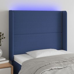 Gossi tablie de pat cu led, albastru, 103x16x118/128 cm, textil