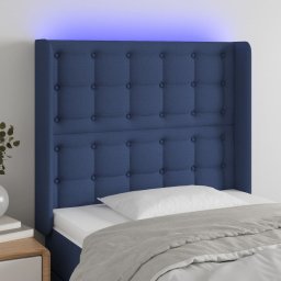 Gossi tablie de pat cu led, albastru, 103x16x118/128 cm, textil