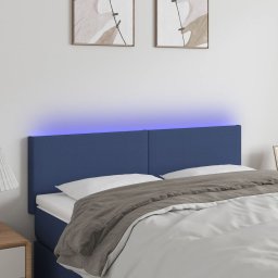 Gossi tablie de pat cu led, albastru, 144x5x78/88 cm, textil