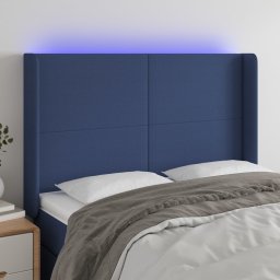 Gossi tablie de pat cu led, albastru, 147x16x118/128 cm, textil