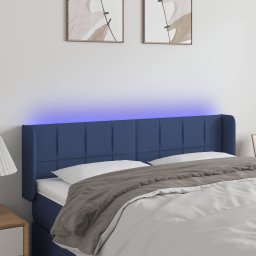 Gossi tablie de pat cu led, albastru, 147x16x78/88 cm, textil