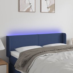 Gossi tablie de pat cu led, albastru, 147x16x78/88 cm, textil