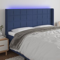 Gossi tablie de pat cu led, albastru, 163x16x118/128 cm, textil