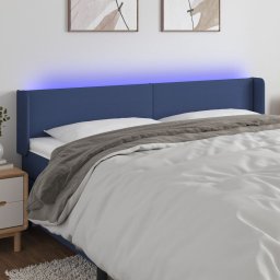 Gossi tablie de pat cu led, albastru, 163x16x78/88 cm, textil